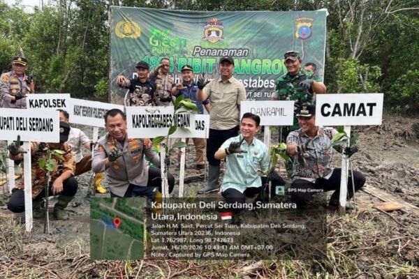 Polrestabes Medan Tanam Ribuan Mangrove di Percut Sei Tuan Cegah Abrasi